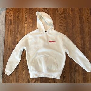 White Fox Embroidered White Hoodie